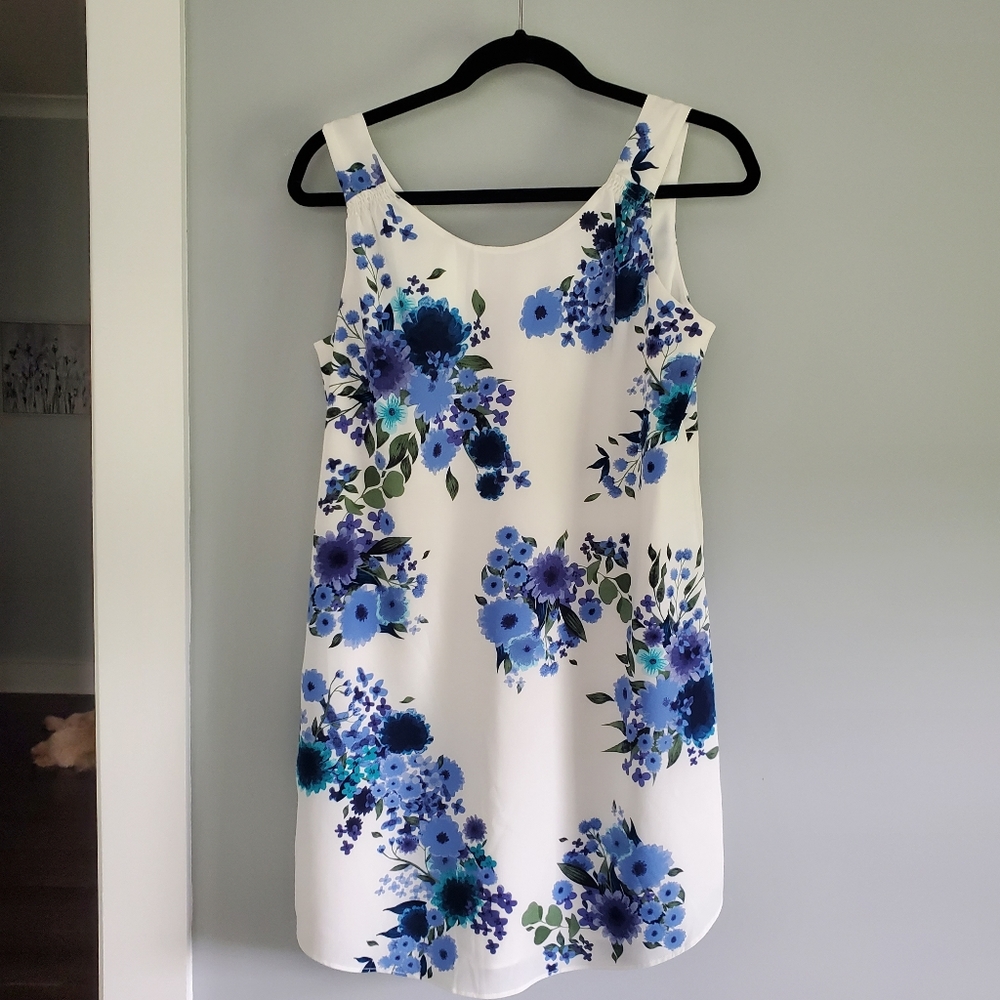 Blue and white flowered dress
